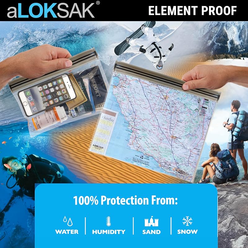 Loksak Waterproof Bags Set of 4 - Reusable Dry Bags 5x4, 4x7, 6x6, 9x6