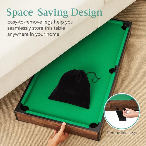 Best Choice Products 40in Tabletop Billiard Table, Pool Arcade Game Table for Living Room, Game Room w/ 2 Cue Sticks, Ball Set, Storage Bag - Walnut