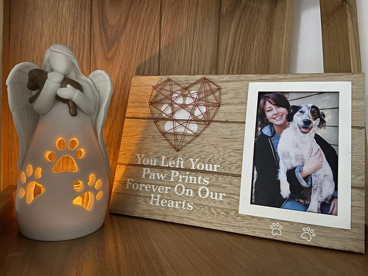 OakiWay Dog Memorial Gifts – Dog's Angel Candle Holder Statue w/Flickering Led Candle - Pet Loss Gifts, Dog Lovers Gifts for Women, Sympathy Gift Ideas for Loss of Dog, Angel Figurines Dog Decor