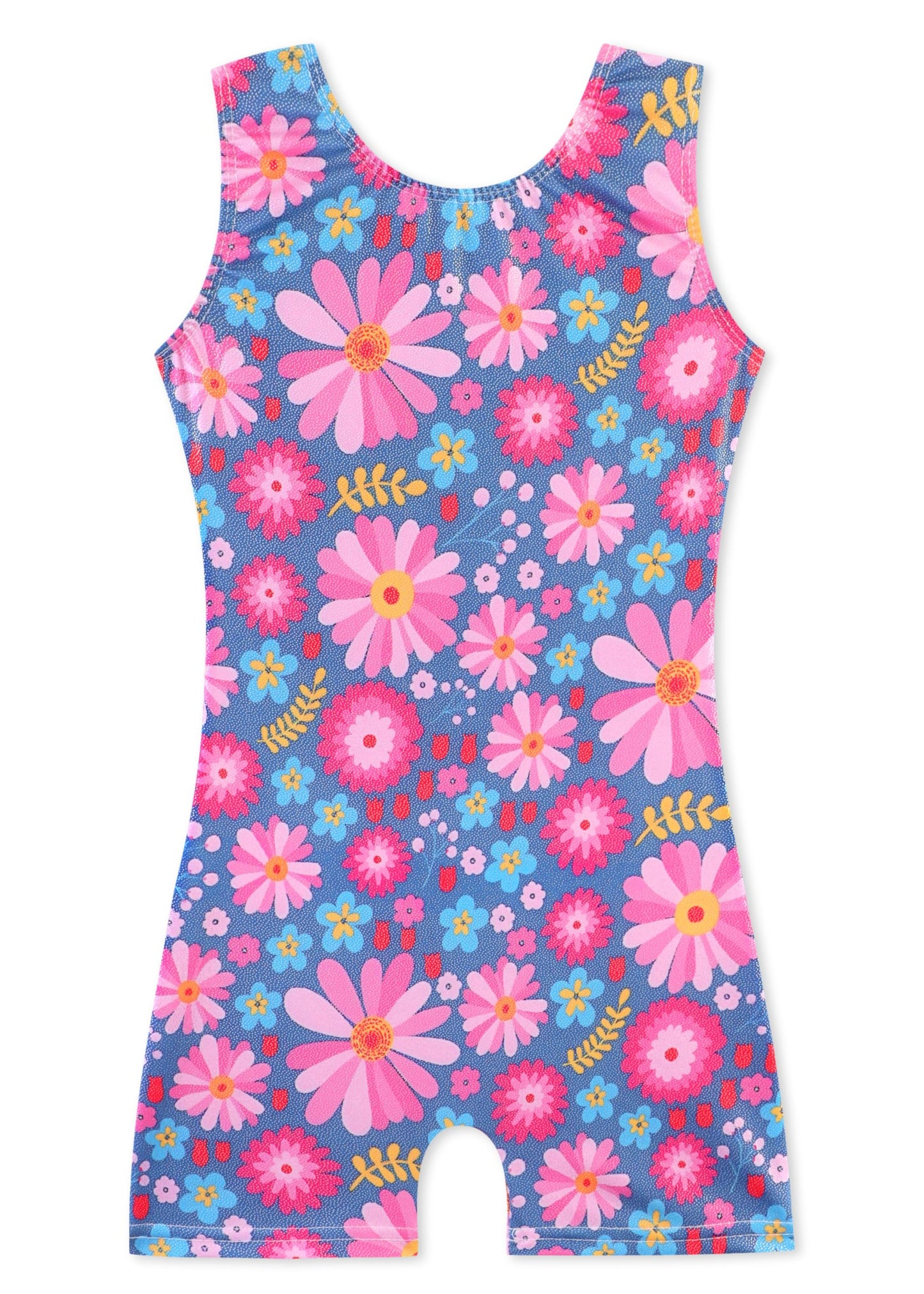 HOZIY Leotards for Girls Gymnastics Size 6-7 Years Blue Flower Floral Tumbling Outfits Biketard Dance Clothes Clothing Toddlers Sparkle Sparkly Glitter Kids