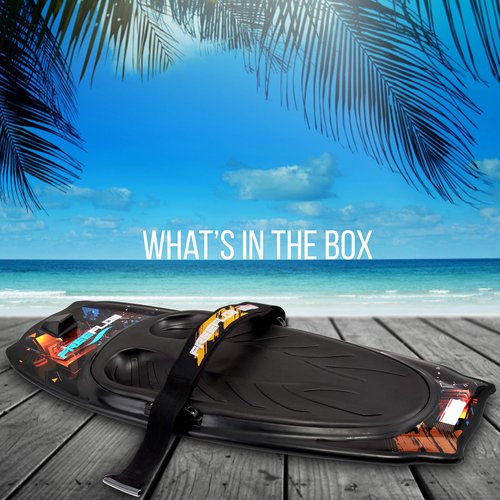 SereneLife Water Sport Kneeboard with Hook for Kids & Adults, Kneeboard with Strap for Boating, Waterboarding, Kneeling Boogie Boarding, Knee Surfing, (SLKB20), Black, 50.0’’ x 20.0’’ x 4.5’’