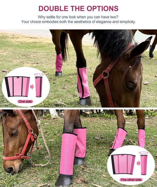 Gydoty Pony Fly Boots Set of 4 - Upgrade Mesh Horse Leggins with Leather Frame, Donkey Leg Fly Protection (Small, Blue)