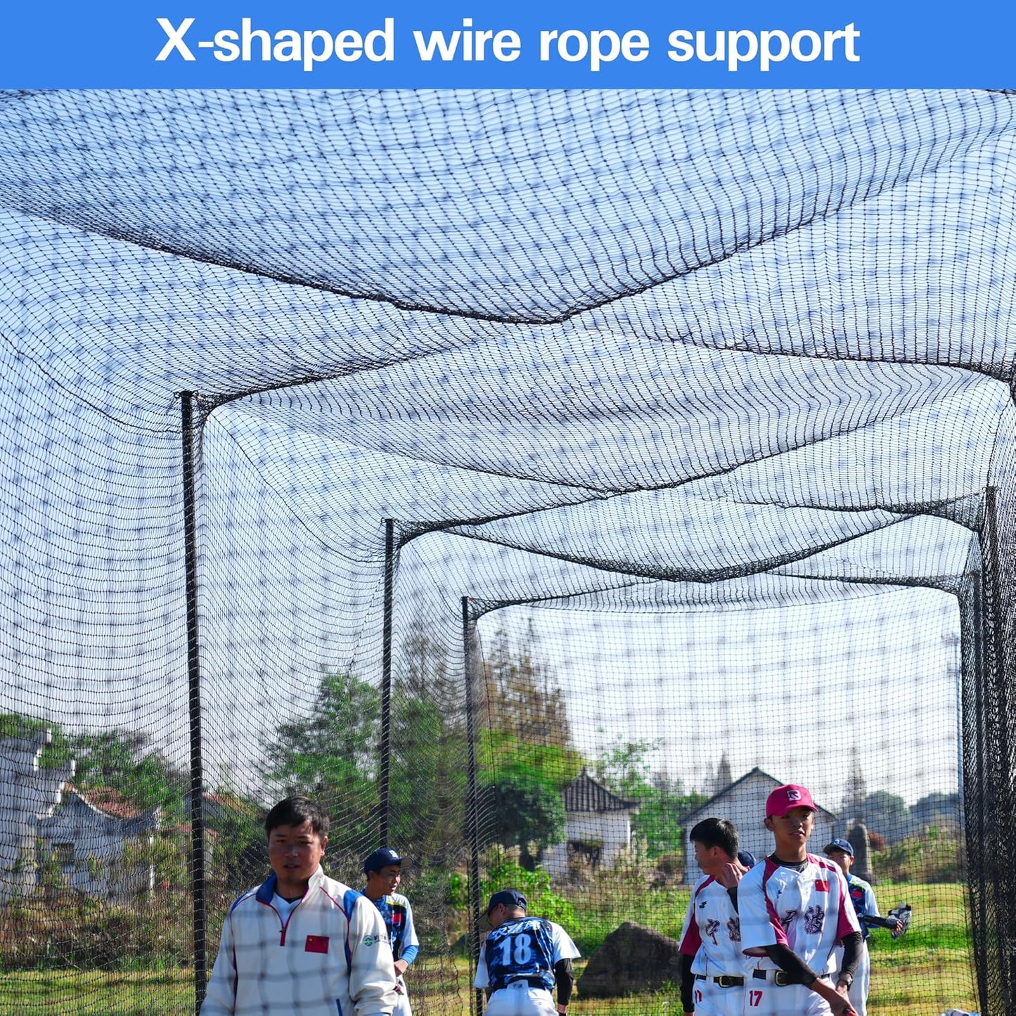 20/35/55/70 FT Baseball Batting Cage, Baseball Nets for Batting Cage，Baseball and Softball Batting Cage Nets for Pitching Training, Outdoor Backyard Batting Cage with Frame