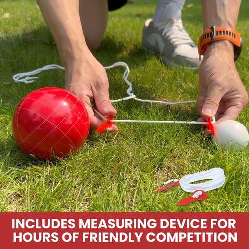 TELURY 100mm Bocce Ball Set Regulation Size and Weight for Lawn, Beach Bocci Game for 2-8 Players (Red and Green)