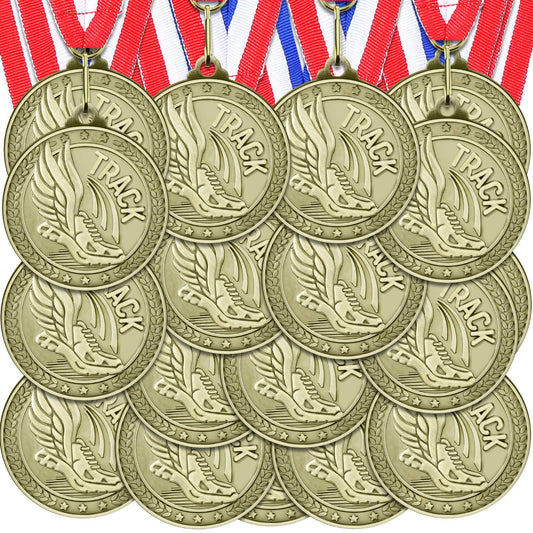 Ferreve 48/96 Pcs Sports Award Medals Bulk with Neck Ribbons Champ Winner Medal Sports Day Favors Prizes for Team Competitions Tournaments Match Party(48pcs,Track and Field)