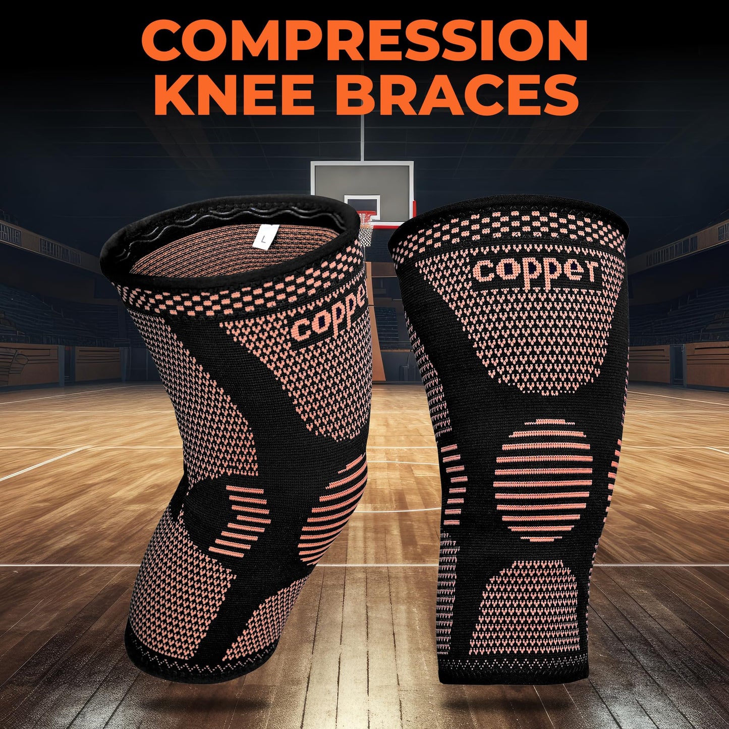 Pro Highlight Sports Copper Knee Braces for Women and Men 2 Pack, Knee Compression Sleeve for Knee Pain, Arthritis, Workout Sports Knee Support for Running, Meniscus Tear, ACL & Arthritis Pain Relief (Copper, Small)