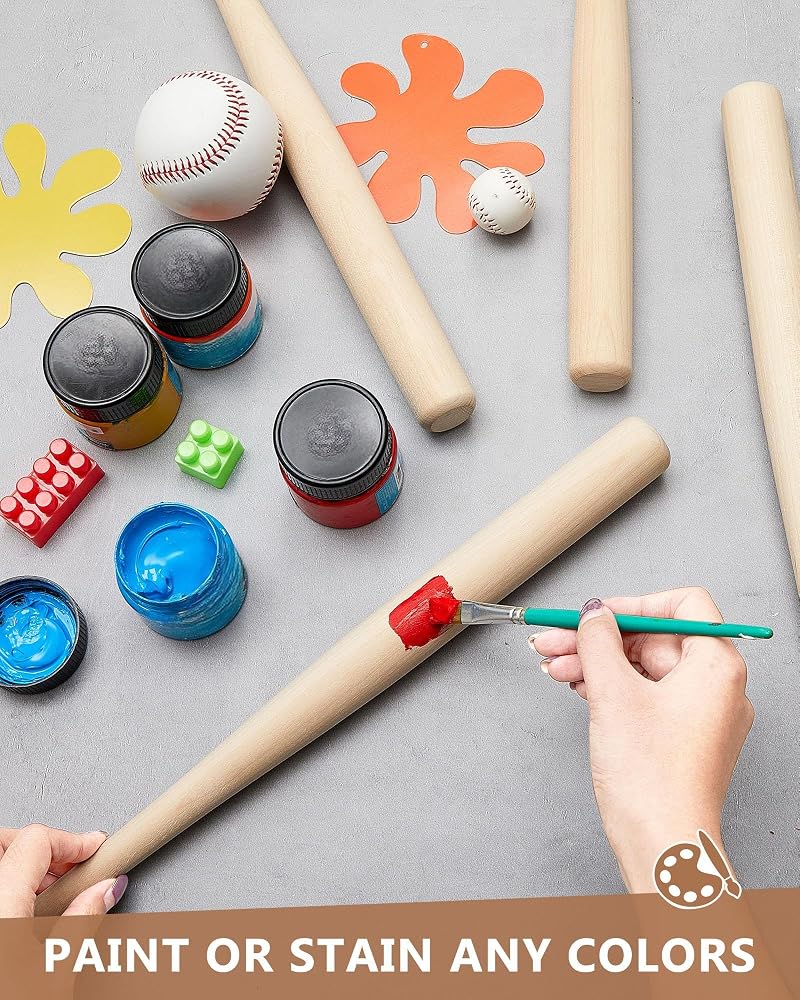 Marsui 9 Pcs Mini 18 Inch Unfinished Wooden Baseball Bats - DIY Craft Party Favors