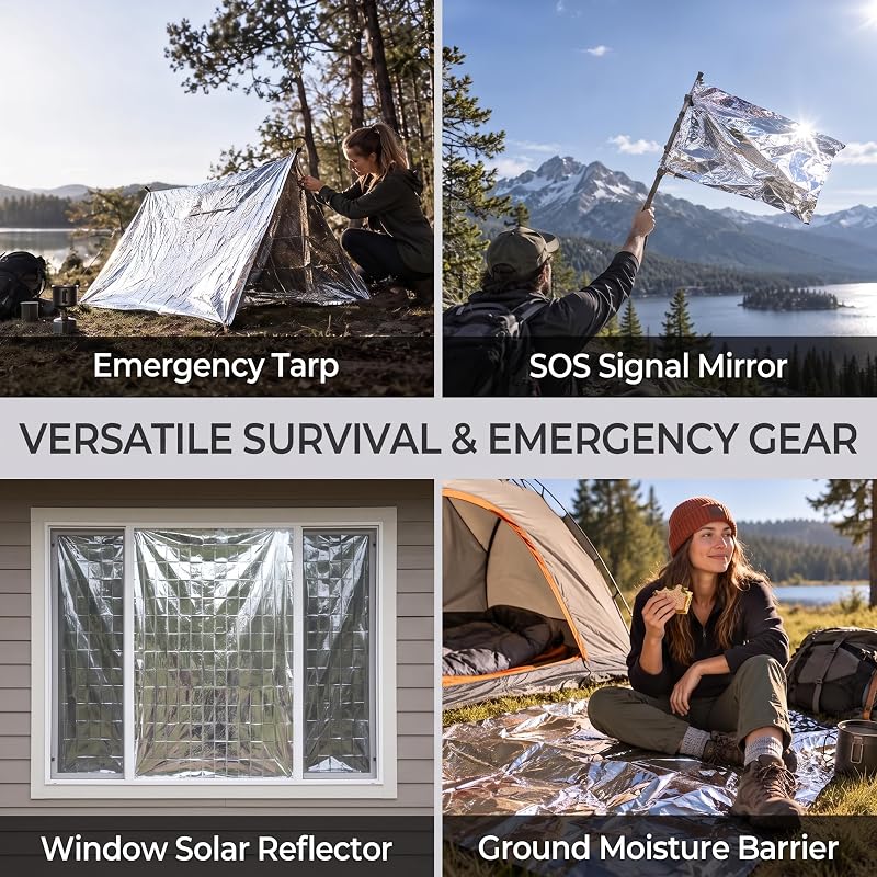 Emergency Blanket 84x52 in Pack of 75 Mylar Heat-Retaining Blankets - Bulk Homeless Outreach