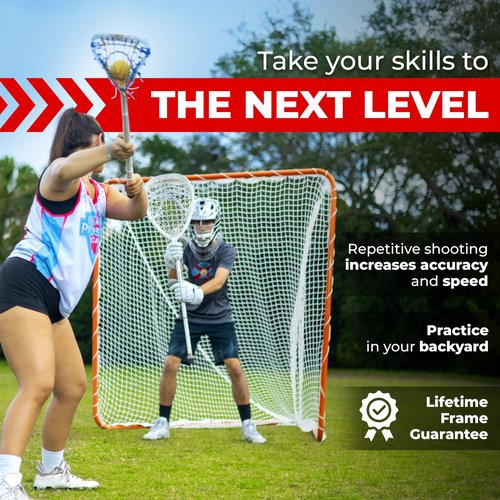 Velocity - Lacrosse Goal - Portable Steel Frame with Black Net, Perfect for Youth and Adult Training - Backyard Design – Royal Blue Frame, Black Net
