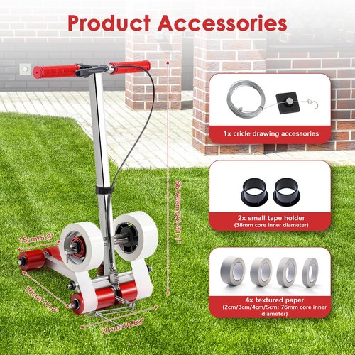 Bonoutil Court Line Tape Machine with Cut-Off Function, Playing Field Line Striping Machines for Parking Ground Marking, Road Warning