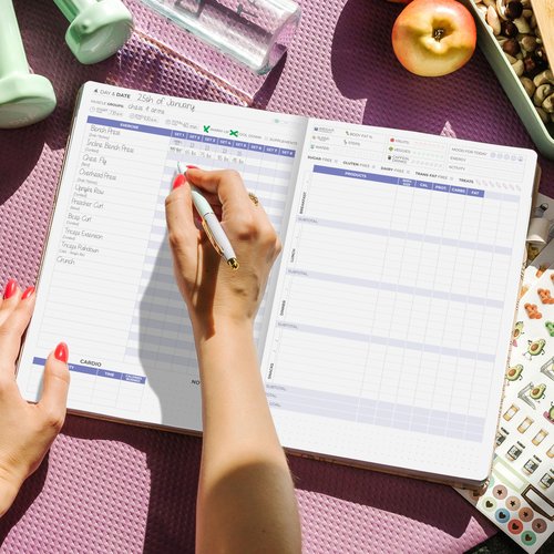 Clever Fox Fitness & Food Journal PRO – Daily Workout & Meal Planner for Women & Men – Exercise & Weight Loss Diary Notebook, 7.3x10.4” (Seashell)