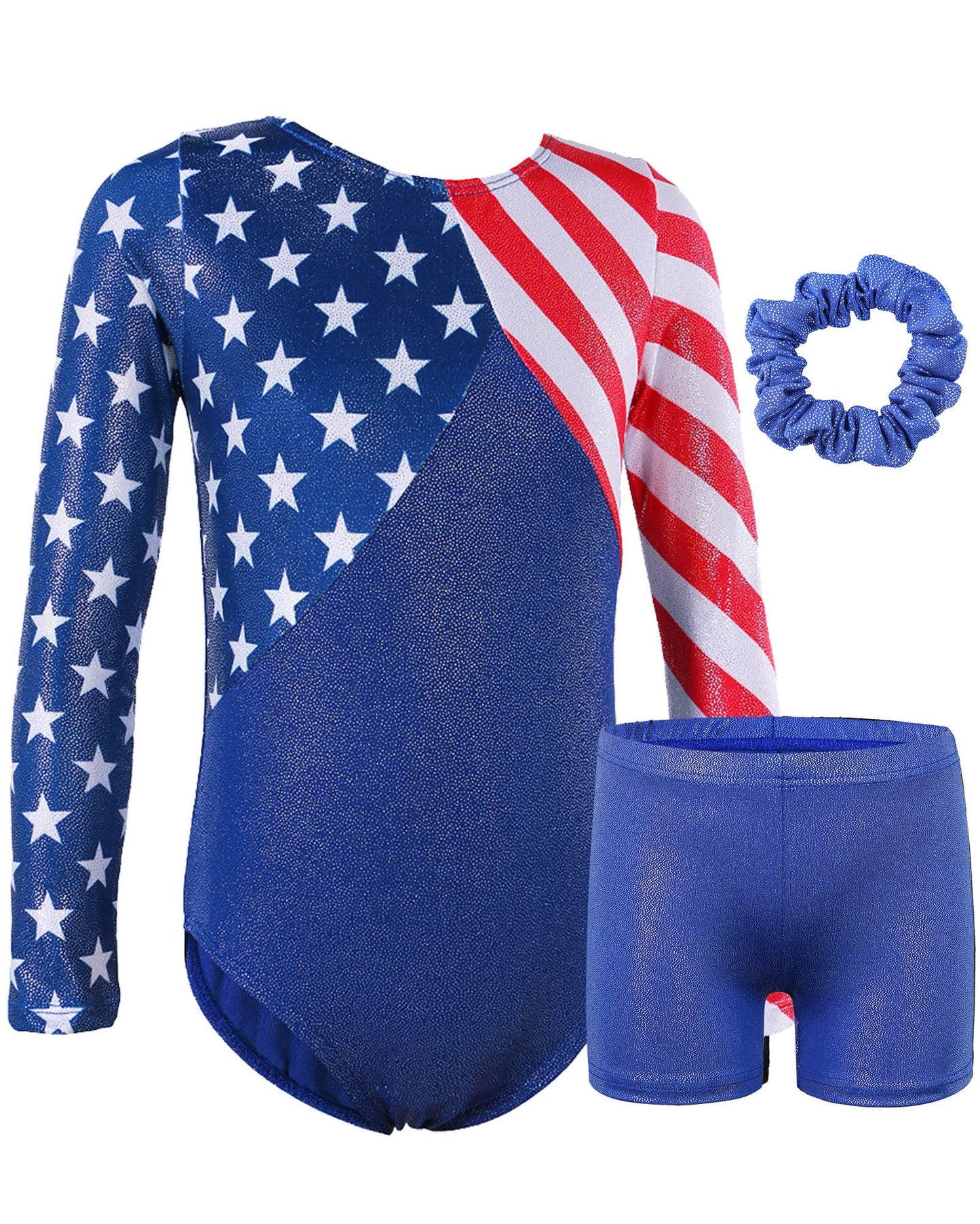 BAOHULU Gymnastics Leotards for Toddler Girls Patriotic Sparkle Red White Blue Athletic Dancewear KHB146_US_10A