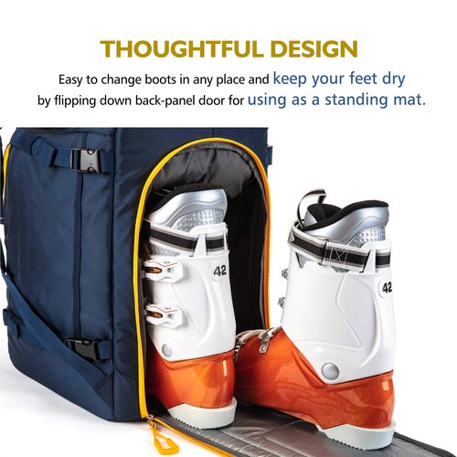 Unigear Ski Boot Bag, 50L Ski Boot Travel Backpack for Ski Helmet, Goggles, Gloves, Skis, Snowboard & Accessories (Blue)