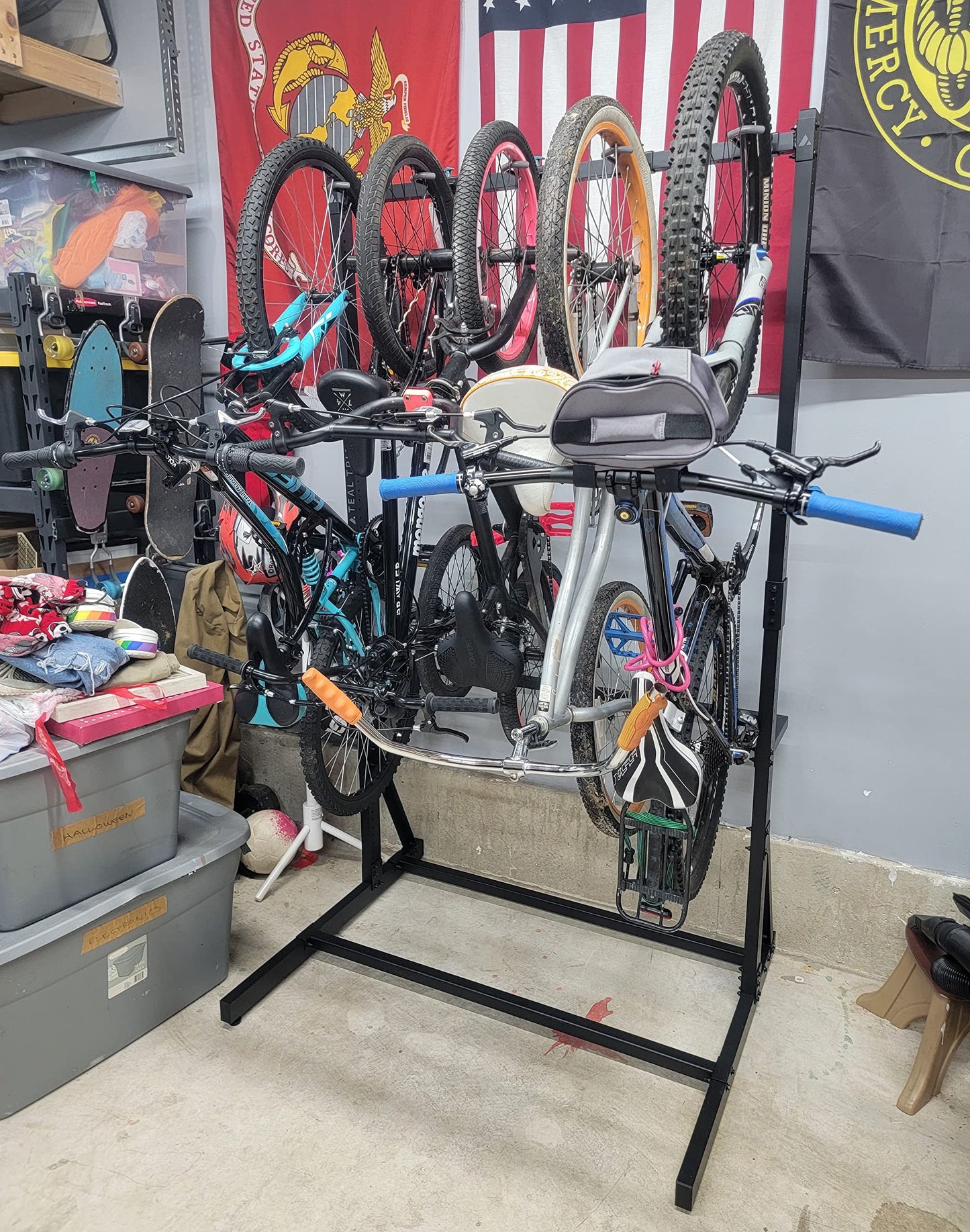 StoreYourBoard Freestanding 5 Bike Storage Rack, The Original G-Bike, Indoor Garage Floor Stand, Bicycle Organizer