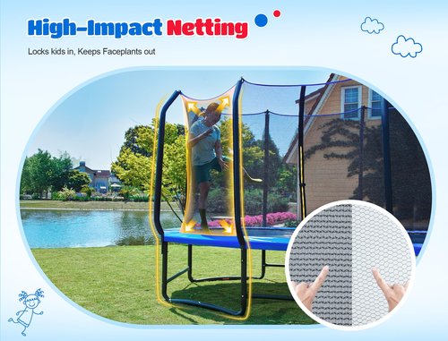 ORCC 8x13FT Elliptical Trampoline - Heavy Duty Kids & Gymnastics Trampoline with Reinforced Locking Bar