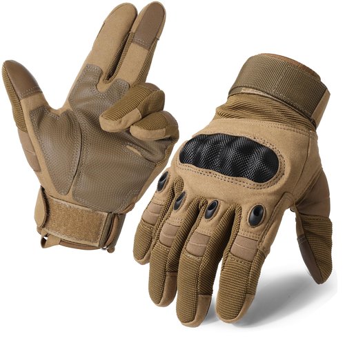 MVPTOO Motorcycle Tactical Gloves for Men - Touchscreen, Hard Shell & Palm Padding for Airsoft Paintball Hunting Hiking Camping Climbing Sports Cycling Gloves Brown S