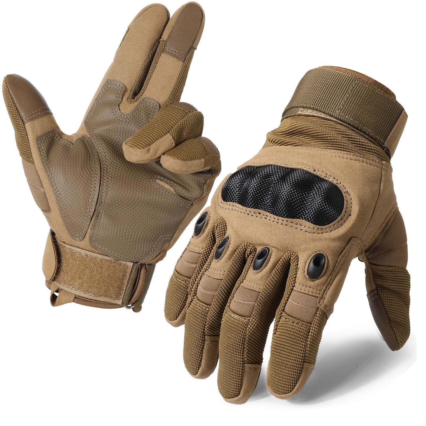 MVPTOO Touchscreen Padded Palm Gloves for Men Brown Small