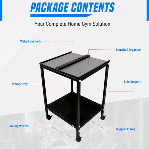 Large Compact Dumbbell Rack & Dumbbell Stand W/Storage Tray—Heavy-Duty Weight Rack Folds Flat for Easy Storage & 150 LB Capacity of Dumbbell Rack ; Use Expandable Dumbbells for Home Gym