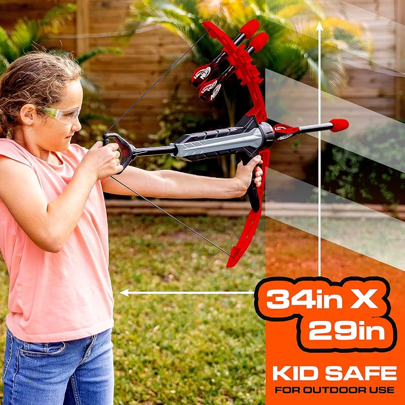 NERF Rip Rocket Bow & Arrow Set for Kids – 4 Foam Arrows, Indoor/Outdoor