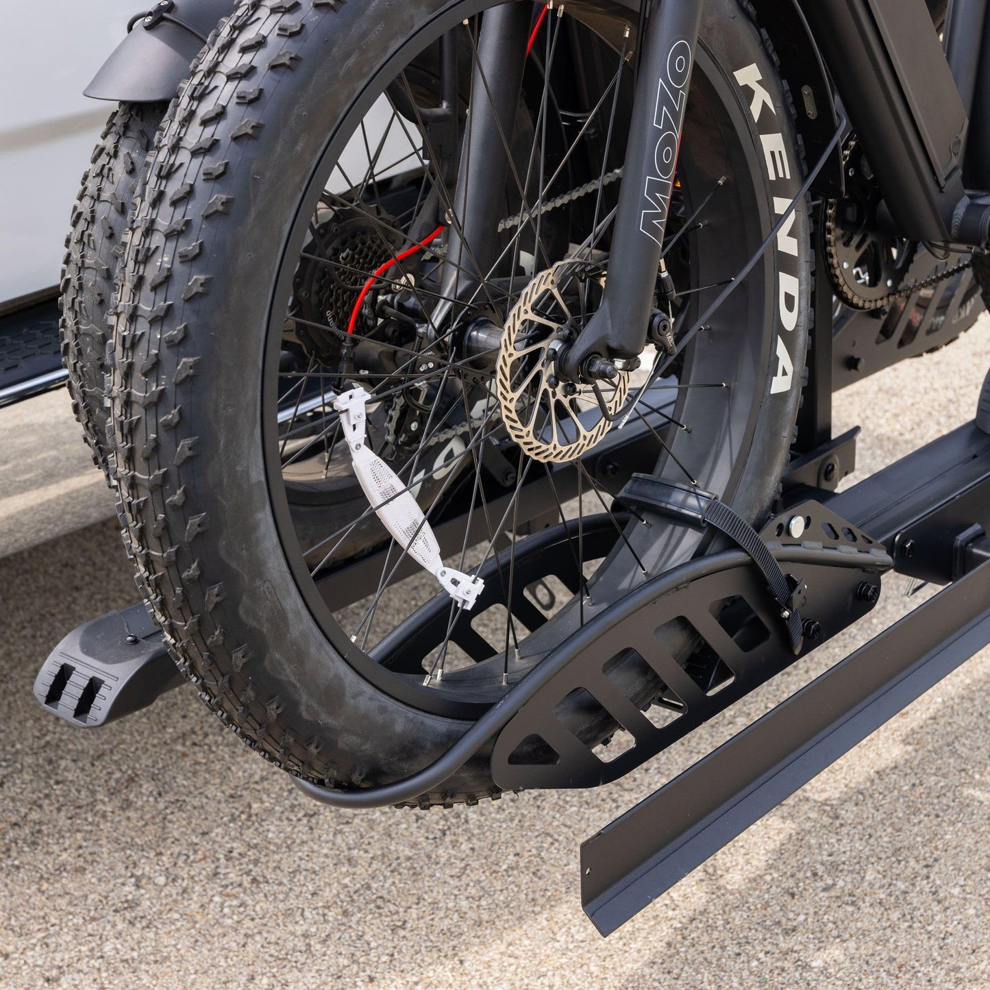 Elevate Outdoor Hitch-Mounted Platform Bike Rack with Ramp for Ebikes and Fat Tire Bikes - 2 Bikes - 200 lbs. Capacity