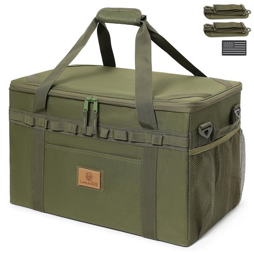 Lemubeane Tactical Camping Storage Bag Utility Tote Bag Organizer with Axe Holder & Shoulder Strap (OD Green, X-Large (57L))