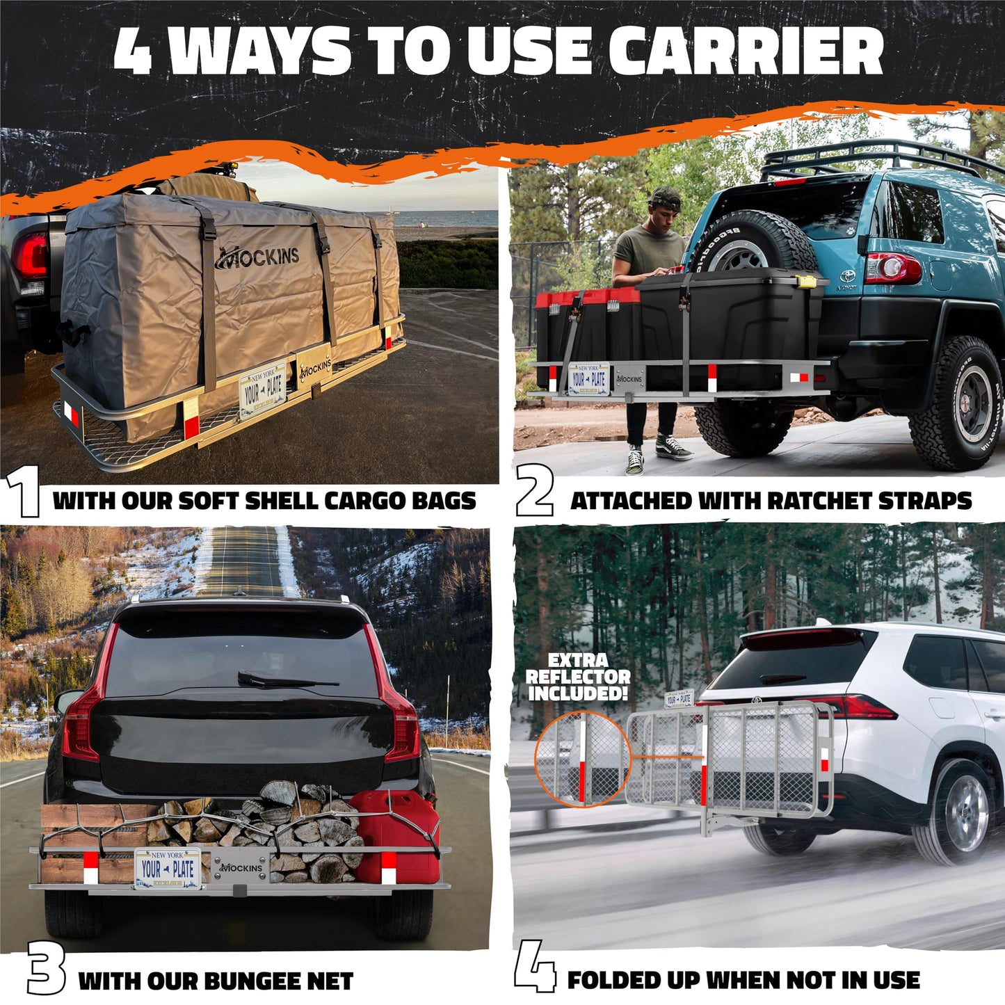 Mockins 500 Lbs. Capacity Folding Luggage Rack for SUV Car Truck Van & RV