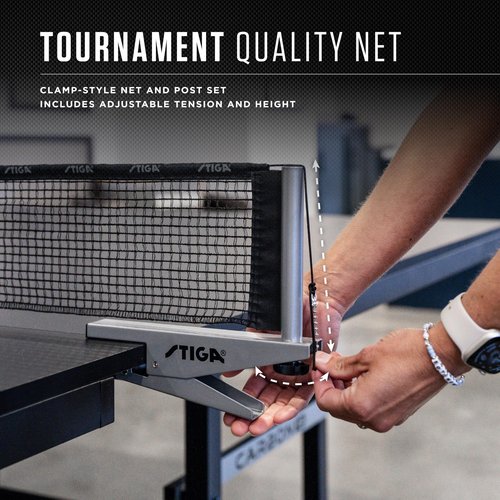 STIGA Carbon 18 Table Tennis Table – 18mm Playfield - QuickPlay Assembly - Integrated Ball Storage - Tournament-Grade Net - Playback Mode