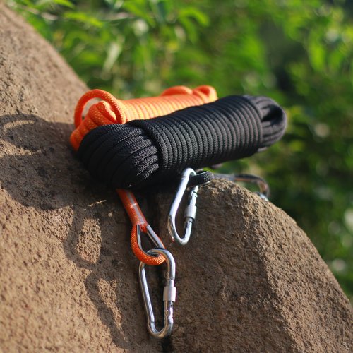 WiseRoot 8mm Climbing Rope for Adults: Outdoor Climbing Rope Rock Climbing Rope Static Rope Heavy Duty Rope for Arborist Tree Climbing Camping Hiking Rescue, 10m(32ft) 20m(64ft) 30m(96ft) Orange/Black