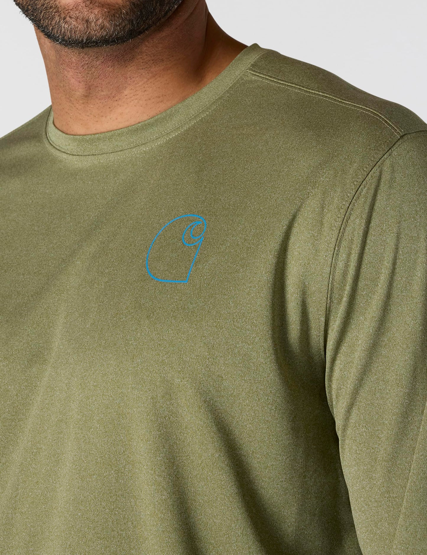 Carhartt Men's Force Sun Defender Lightweight Long-Sleeve Logo Graphic T-Shirt, Dark Bronzed Green Heather, X-Large