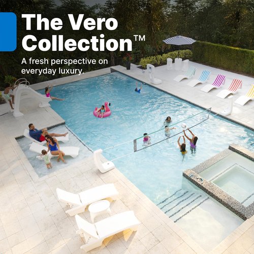 Step2 Vero Pool Volleyball Net, Outdoor/Indoor Waterproof Patio Furniture, Made of Durable Plastic, 15-25 Feet, White