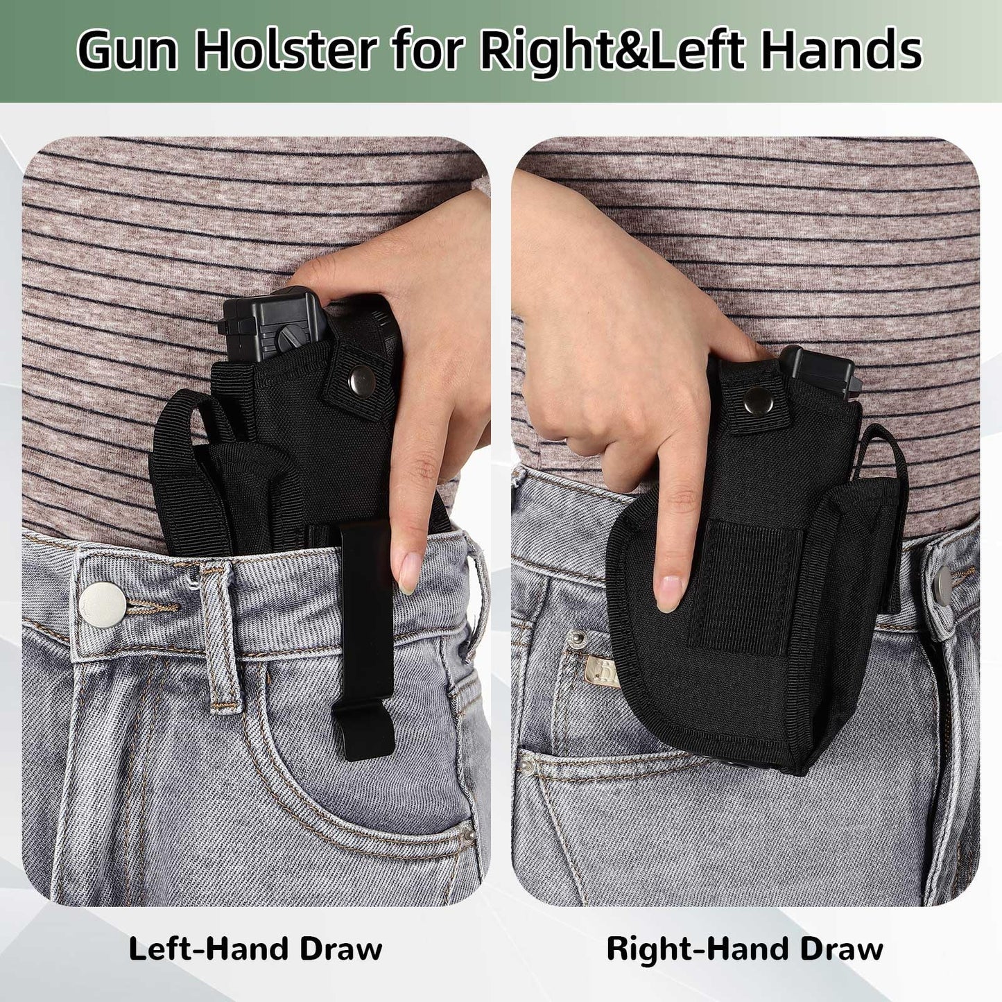 9mm Gun Holster for Men&Women, IWB/OWB Concealed Carry 380 Pistol Holsters, Right&Left Hand Gun Pouch Fits Glock 19/17/26/27/43x, 1911, Sig, S&W M&P, and Similar Handguns