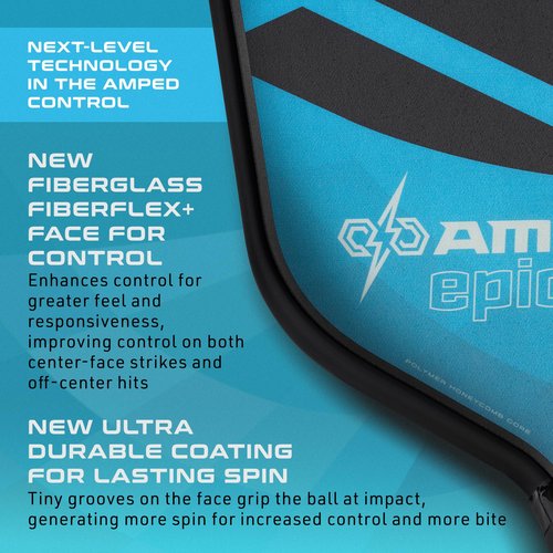 Selkirk Sport Amped Control Pickleball Paddle | Assembled in The USA | Next-Gen FiberFlex+ Face & Ultra Durable Spin Coating | 16mm X5 Core for Unrivaled Precision & Control | Epic Lightweight Blue