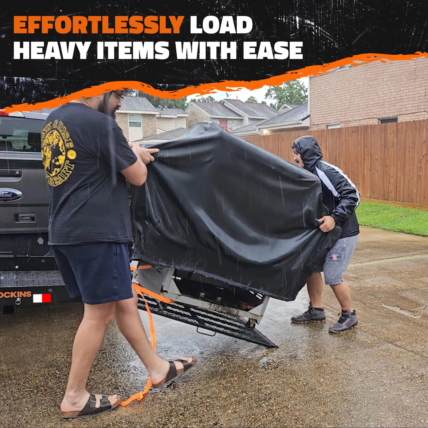 Mockins Folding Trailer Hitch Cargo Carrier with Ramp for Wheelchair
