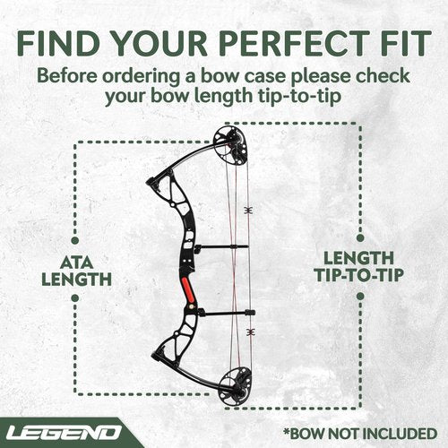 LEGEND Essential Compound Bow Case - Soft Bow Case for Compound Bow & Archery Accessories, Premium Bow Bag with Durable Nylon Fabric, Lightweight Archery Case with Backpack Strap - 36" Interior, Black