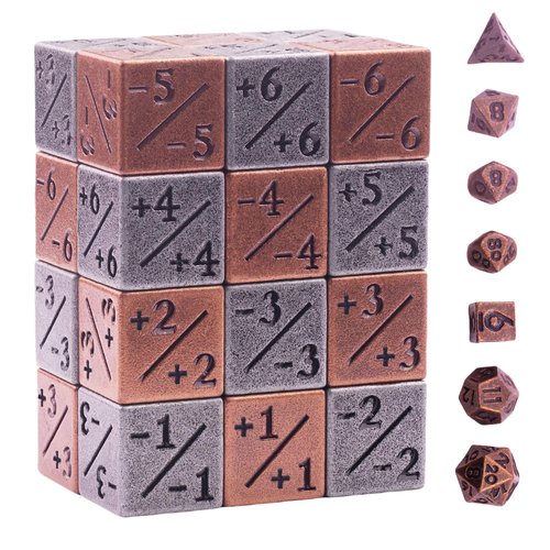 31 PCS Metal MTG Dice Counter Set, Magic Dice Counter, -1/+1 Counter 6-Sided Dice Set with Mini Role Playing Dice Set for MTG, Dungeons and Dragon, TCG, Tabletop Card Game Accessories