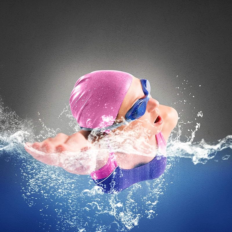 Syhood 6 Pcs Silicone Swim Caps - Unisex 6 Color Set: Black, Gray, White, Blue, Purple, Pink