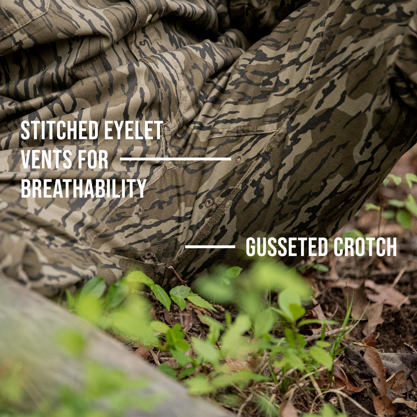 Mossy Oak Cotton Mill 2.0 Camo Hunting Pants for Men Camouflage Clothes, Large, Greenleaf