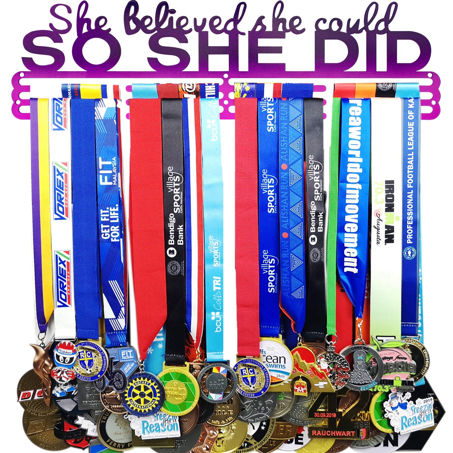Lapetale Fashion Light Blue Medal Hanger Holder Display Wall Rack Frame Shelf-Medal Hanger Awards Ribbon Cheer,Gymnastics,Soccer,Softball Holder Display Custom Rack