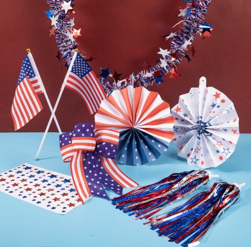 Suncalla 4th of July Bike Decoration Kit Parade Patriotic Red White and Blue Tinsel Garlands Bike Streamers American Bow USA Flags Star Stickers Bicycle Decorations for Independence Day