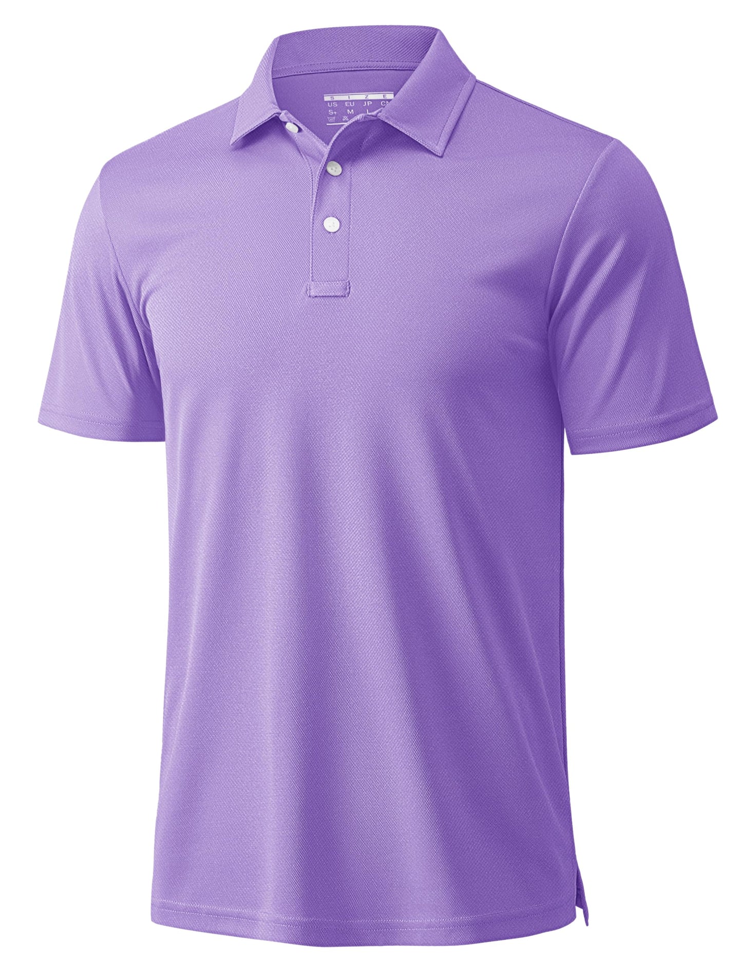 MAGCOMSEN Men's Polo Shirts Short Sleeve Athletic Pique Golf Shirt Dry Fit Performance Casual Work Polos for Men Light Purple