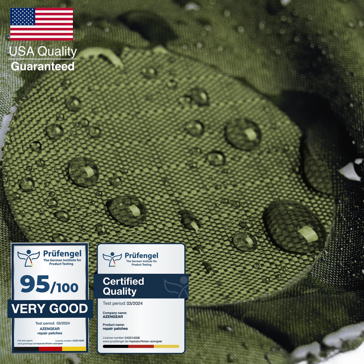 Self-adhesive Repair Patches for Jackets, Tents, Sleeping Bags, Olive Green