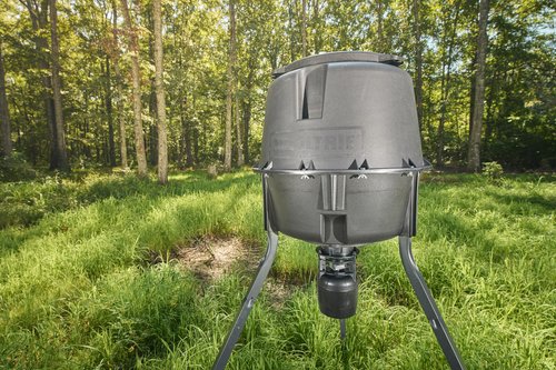 Moultrie 30-Gallon Deer Feeder Tripod - Moultrie Quick-Lock Hopper System - Digital Timer Control - 200 lb Feed Capacity - Durable Polymer Build - Metal Spin Plate