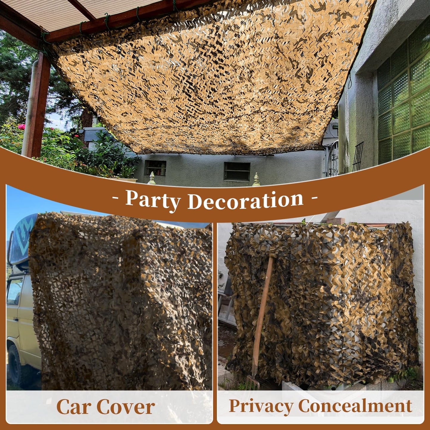 MidFerry Double Layer Camo Netting Camouflage Netting - Dersert Bulk Roll Camouflage Net with Nylon Ropes, Military Netting Party Decorations Sunshade Camo Mesh for Hunting Blind