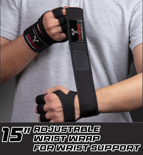 FITNESS FORCE Ventilated Gym Gloves for Men with Built-in Wrist Support for Workouts Weightlifting Gloves Workout Gloves for Women Exercise Fitness Gloves Perfect for Powerlifting, Cross Training