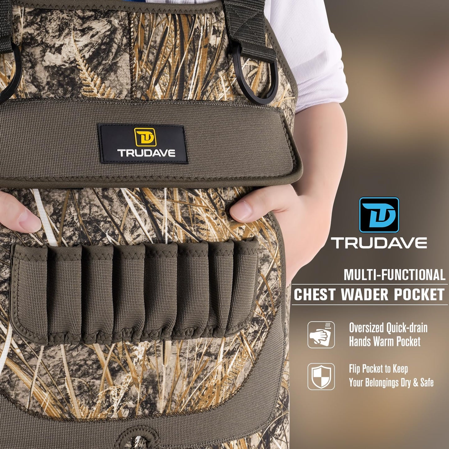 Trudave Women Hunting Waders,Waterproof Neoprene Fishing Wader with 600G Insulated Non-Slip Boot Camo