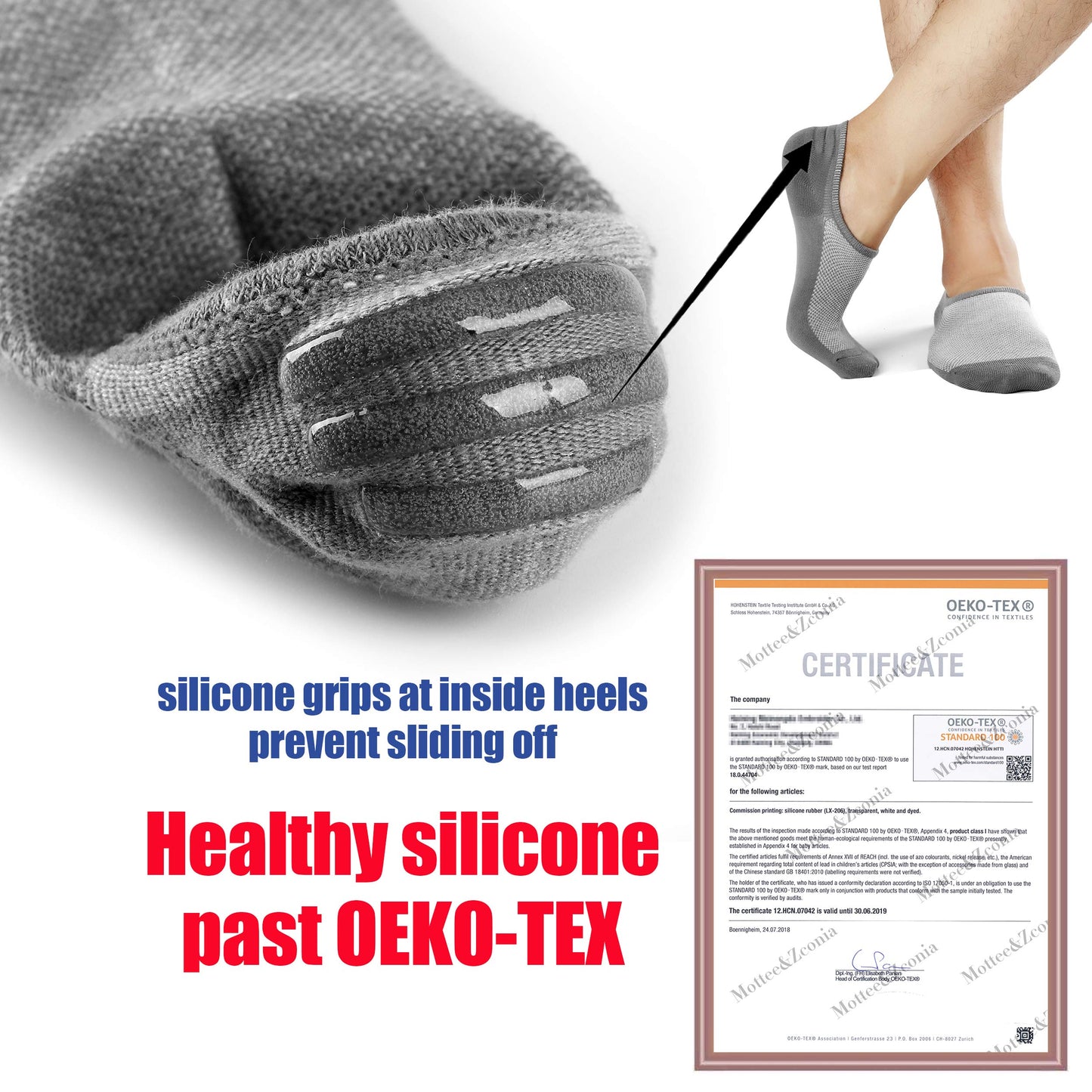 Mottee&Zconia No Show Sock Low Cut Ankle Short Socks for Men Basic Casual Anti-skid Cotton Socks with Non Slip Grips