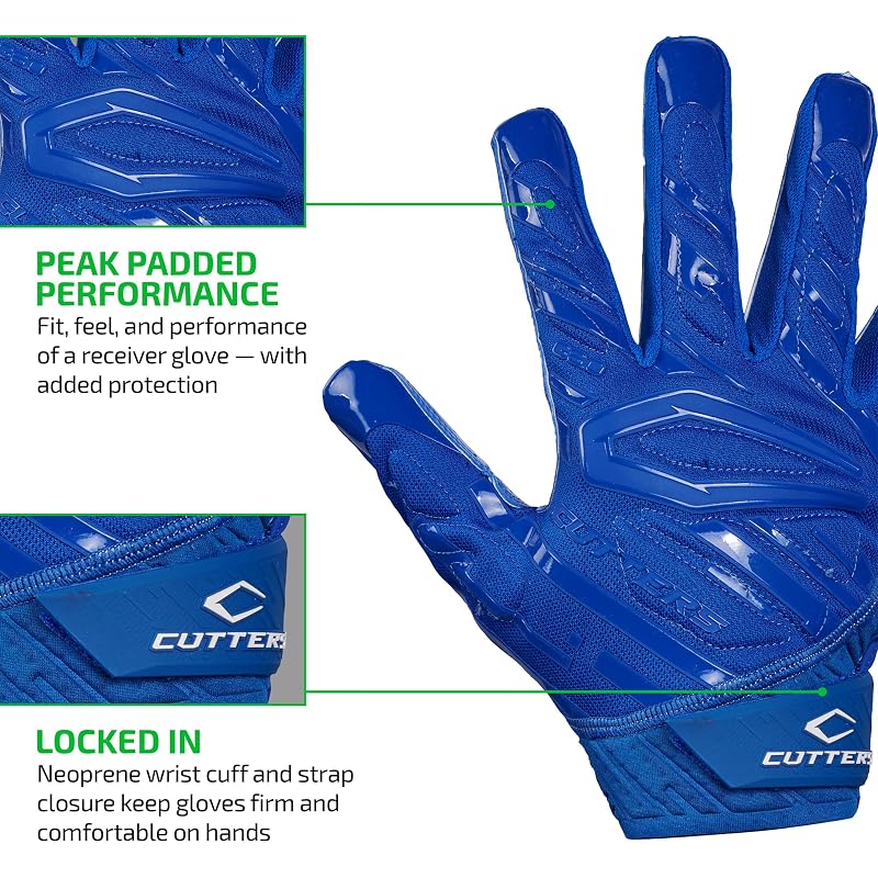Gamer Padded Football Gloves - Cutters Royal Small Gamer 6.0
