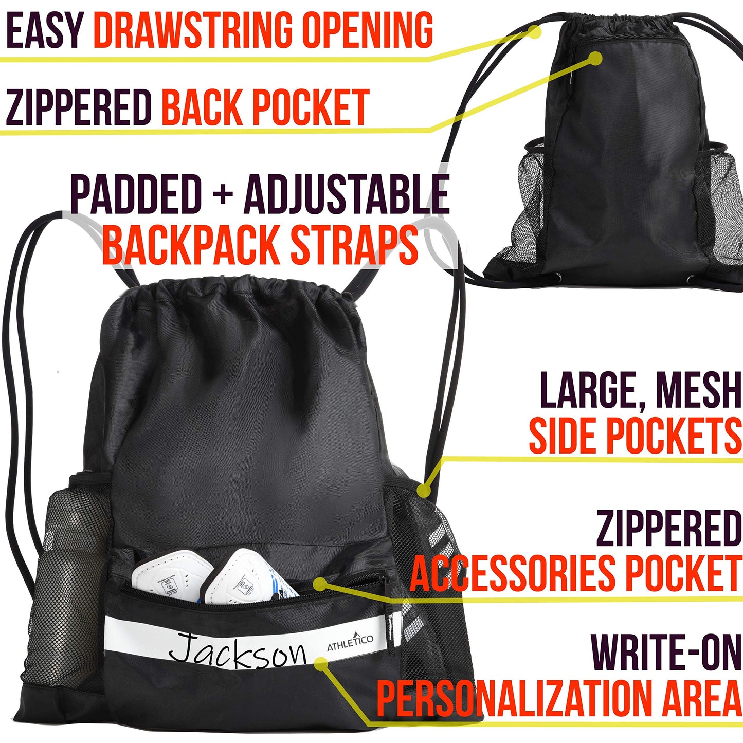Athletico Drawstring Soccer Bag - Soccer Backpack For Boys or Girls Can Also Carry Basketball or Volleyball