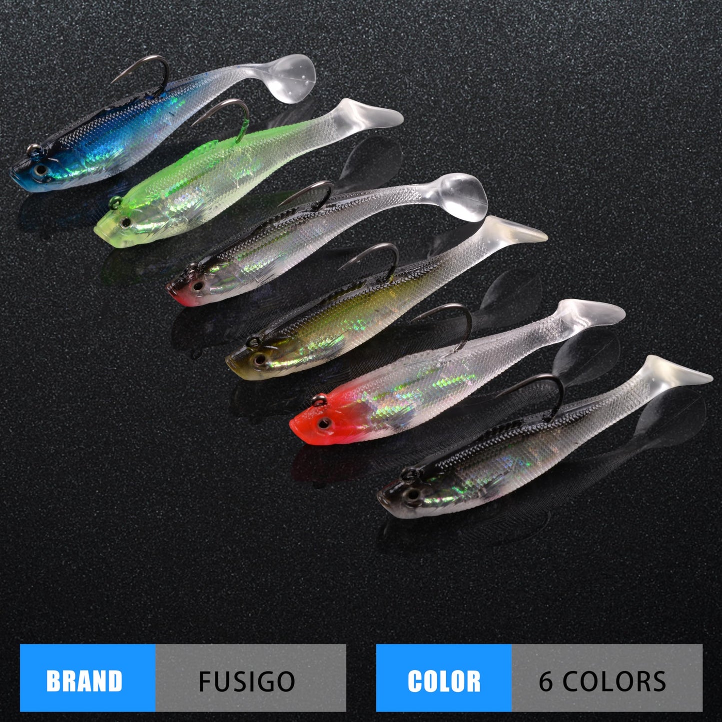 Pre-Rigged Swimbaits, 6/12pcs Paddle Tail Swim Baits Swim Shad Jig Head Fishing Lures Soft Plastic Swimbaits for Bass Trout Walleye Crappie 8cm 12pcs