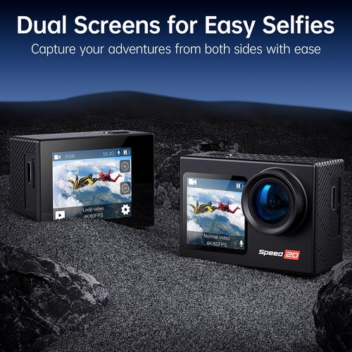 Hiicam Action Camera 4K60FPS 20MP with Touch Screen EIS Remote Control 131 FT Underwater Camera 5X Zoom Support Video&Photo Editing External Microphone Vlog Camera